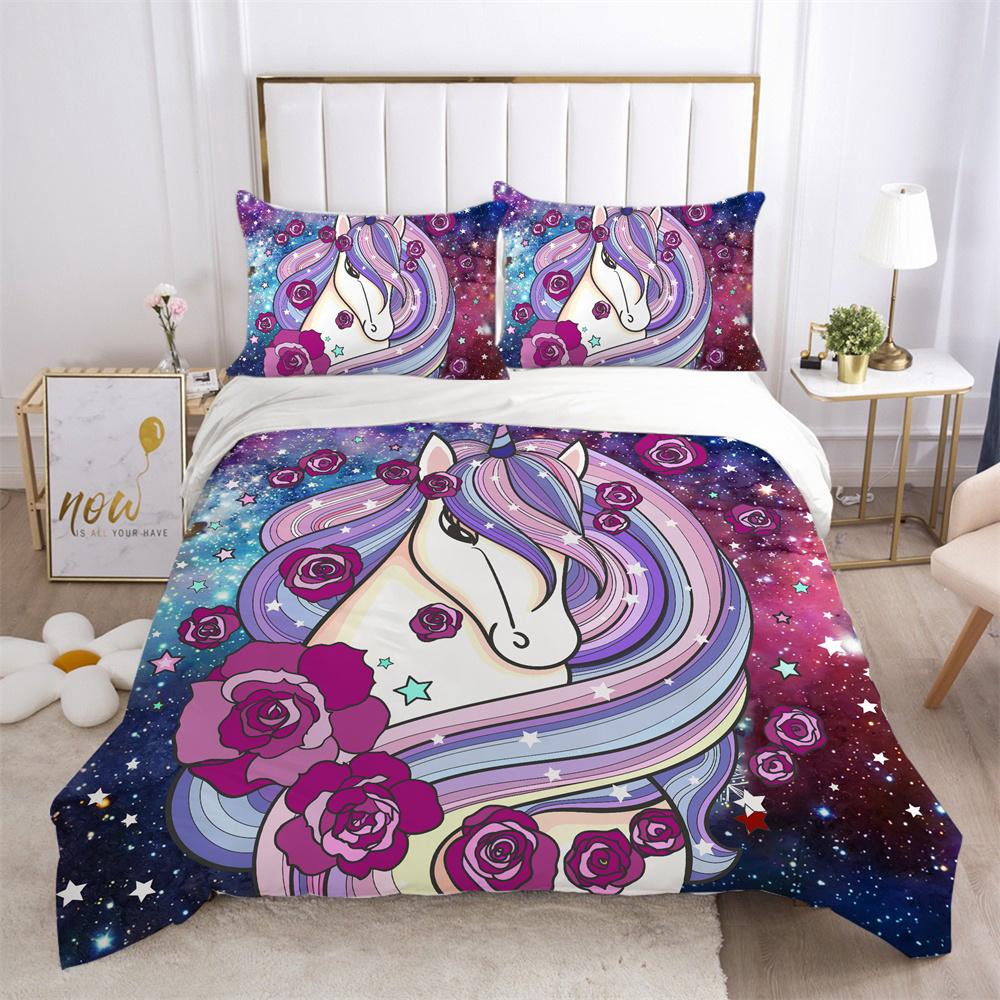 Комплект постельного белья с 3D принтом единорога, комплект постельного белья одного размера, высококачественный полиэстер, декор для детской спальни