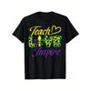 Футболка с принтом «Leopard Teach Love Inspire Mardi Gras» для мужчин, 100% хлопок, праздничная графическая футболка в подарок