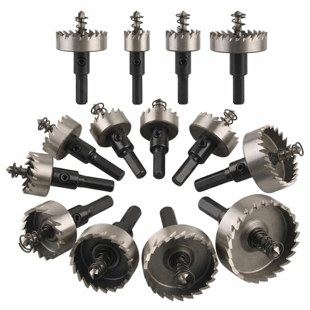 13pcs 16-53mm Size Range Hole Saw Set Titanium Plated High Speed Steel Drill Bi  For Metal