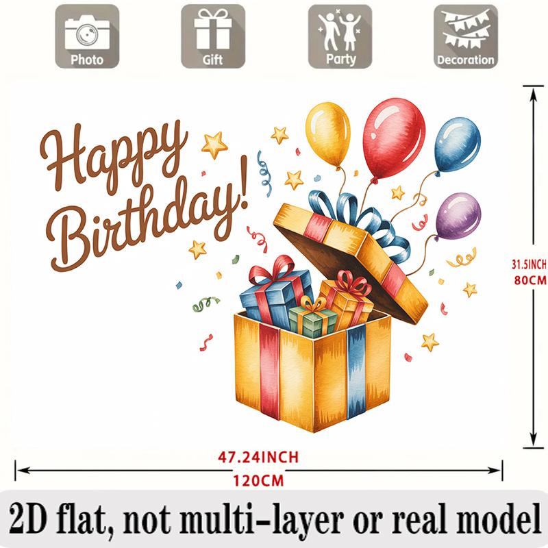 Colorful Birthday Photo Banner, Party Backdrop Wall Decor for Celebration