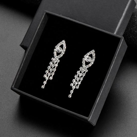 Комплект ожерелья и серег с блестящими стразами геометрической формы, висячие серьги, элитные роскошные серьги для невесты, стиль принцессы, свадебный выпускной, банкет, ювелирные изделия на шею