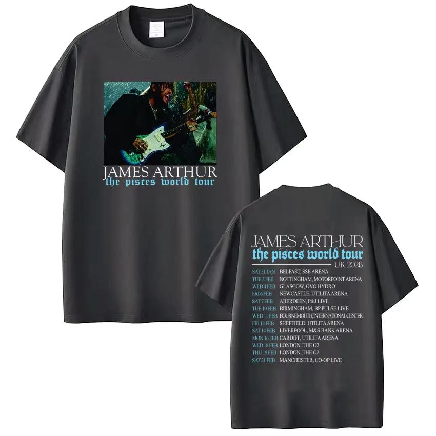 Rapper James Arthur Pisces World Tour 2026 Print Tshirt Unisex Women Hiphop Tshirt Casual pure Cotton Tshirts Streetwear