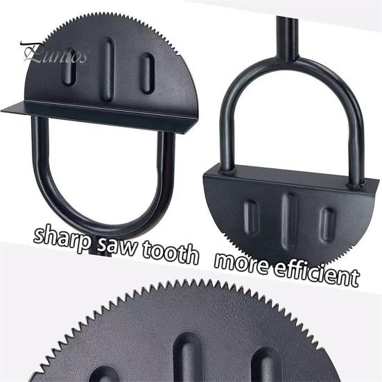 Ручной инструмент для обрезки кромок газона, лопата для обрезки кромок в форме полумесяца с V-образным зубчатым лезвием, измельчитель кромок газона из цельной стали с Т-образной рукояткой для ландшафтного подъезда