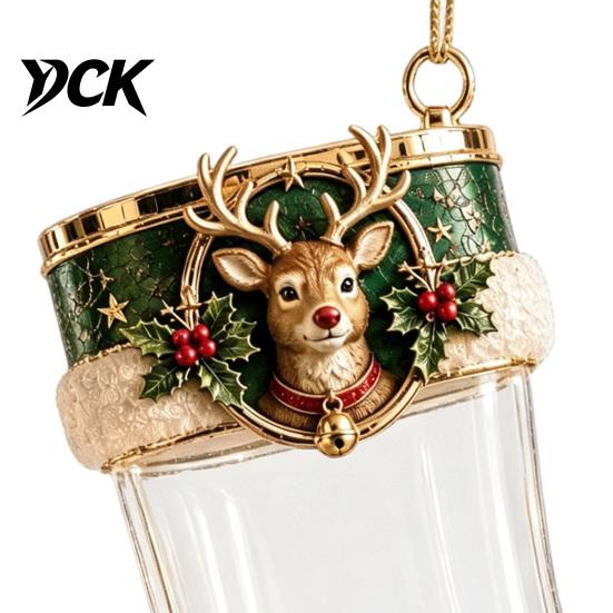 Transparent Candy Coin Filled Socks Fillable Christmas Stocking Acrylic Ornament, Tree Home Window Wall Festive Ornaments Hanging Decor, Santa Snowman