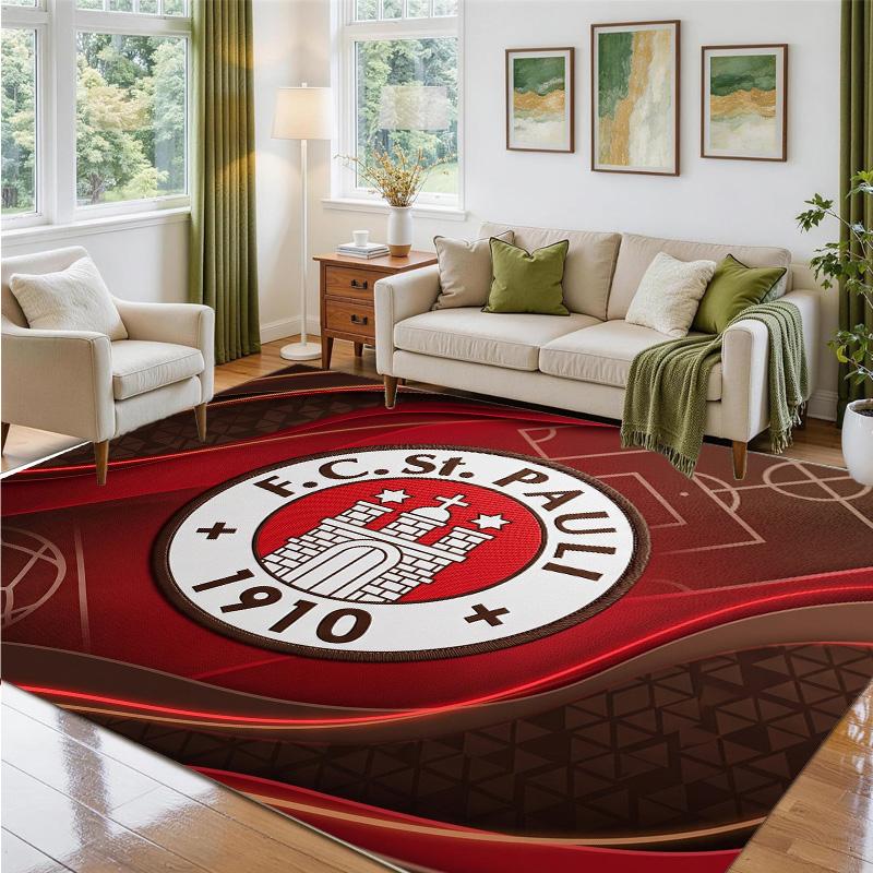 Fulham Football Design Crystal Velvet Rug Soft Decorative Mat for Bedroom Entrance