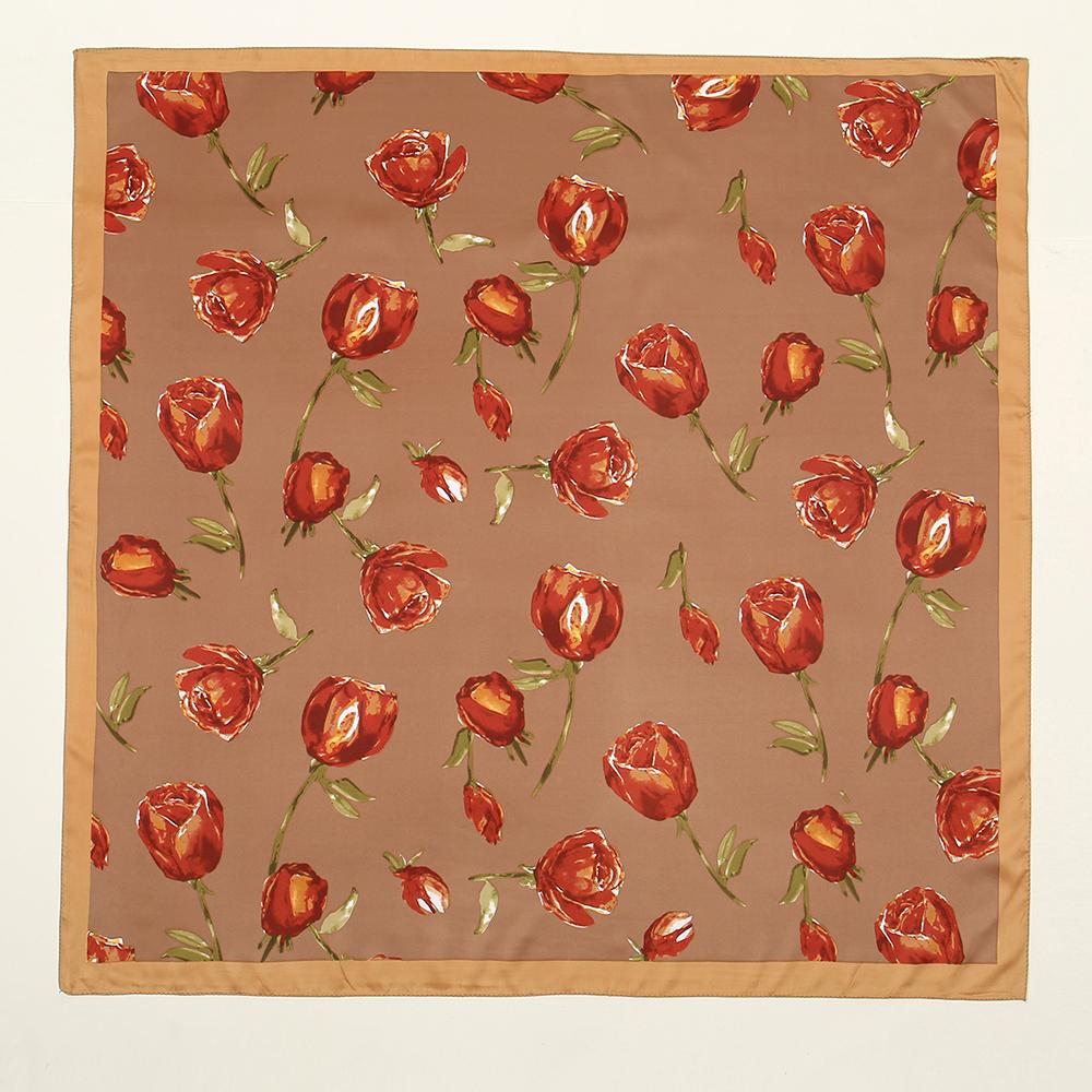 Летняя Повседневная Квадратная Бандана-Хиджаб с Принтом Роз, Атласный Шелковый Платок для Мусульманской Женщины, Повязка на Голову, Женские Платки, Повязка на Голову 85*85 см