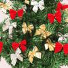 12PCS 5Cm Bow Christmas Decorations New Year Holiday Party Red Gold Silver Tree Bowknots Bows Xmas Ornament Party Home Navidad