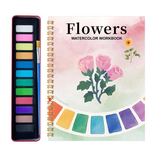 Набор для акварельной живописи для начинающих Пошаговое руководство по рисованию с 12 цветами Тема цветы животные