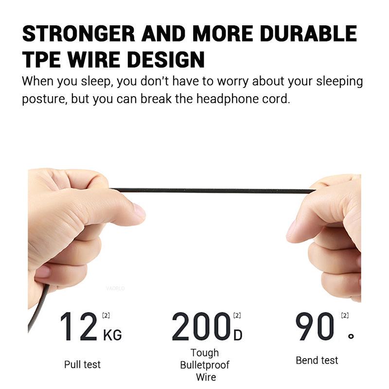 VAORLO ASMR Sleep Headphone TPE Soft Silicone Earphone Noise Cancel Headset For Xiaomi Huawei