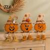 Rustic Witch Hat Pumpkin Decor 3PCS Distressed Wooden Ornaments, Hats And Ghost Patches Retro Gothic Mantel Decor, Halloween Farmhouse Style Tabletop