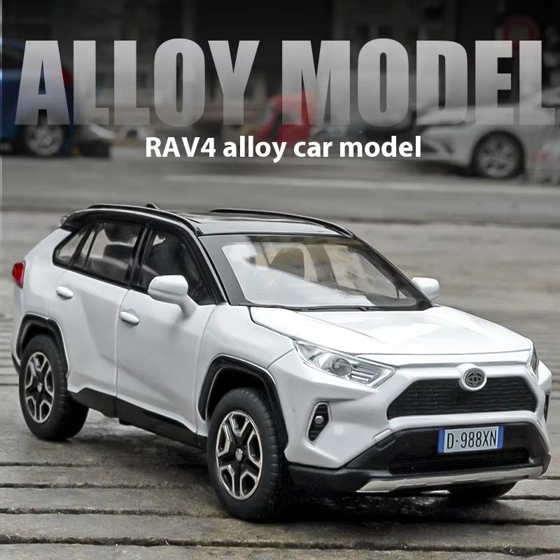 Модель автомобиля 2026 года 1/32 RAV4 из сплава, литье под давлением, коллекционная игрушечная машинка со светом и звуком, игрушечное транспортное средство, двери открываются, для мальчиков, детей, малышей