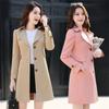 New Suit Collar Trench Coat Spring and Autumn Fashionable Mid Length Jacket Female Double Layered Outwear Pink Coat 5XL
