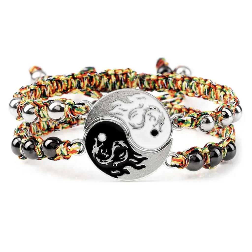 Tai Chi Yin Yang Dragon Magnetic Hand-woven Couple Bracelet