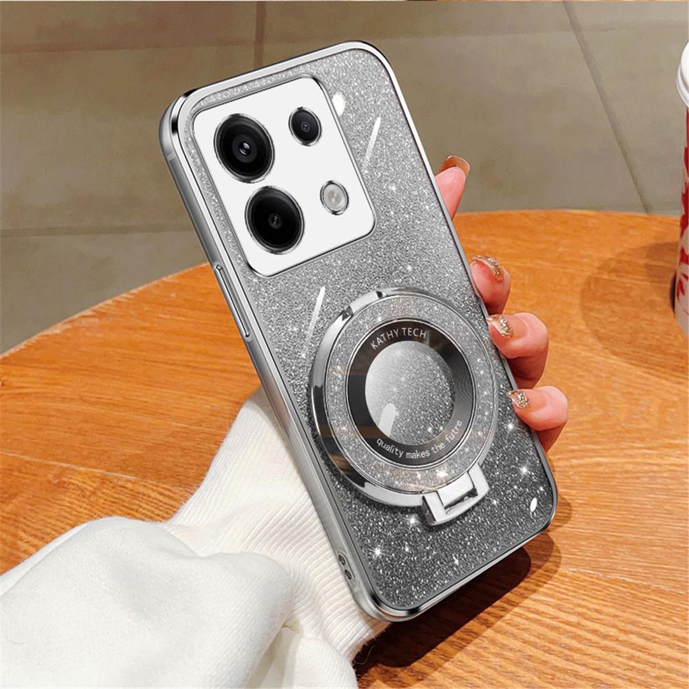 Note14 Роскошный чехол-подставка с блестящим гальваническим покрытием для Xiaomi Redmi Note 14 Pro Plus Note 13 14C 13C 14T POCO X7 X6 C65 Мягкий чехол