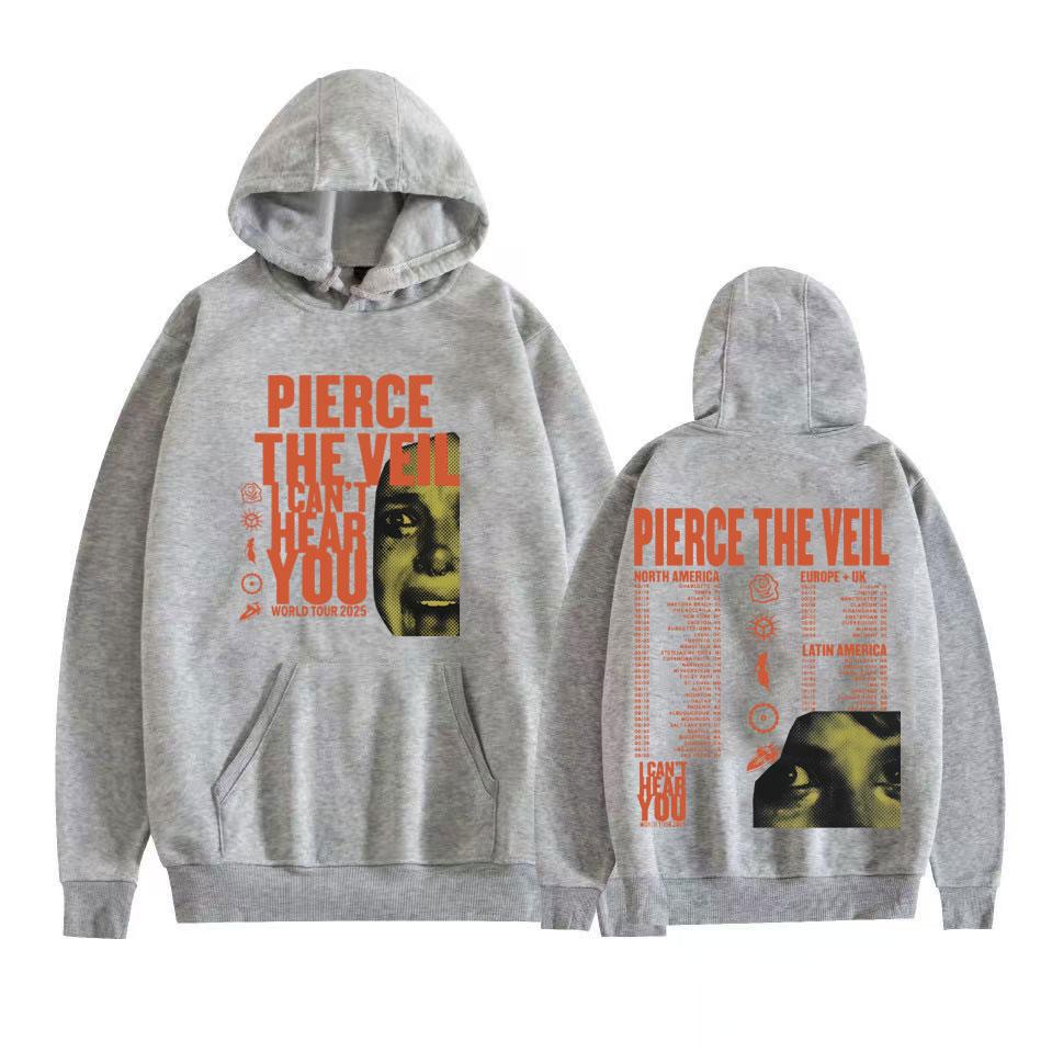 Pierce The Veil I Can't Hear You Тур 2025 Мужская и женская толстовка с капюшоном Harajuku Hip Hop Rock Punk Повседневная флисовая оверсайз толстовка