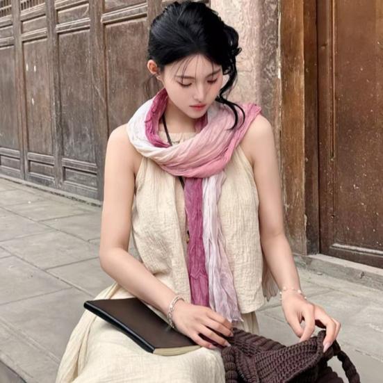 Women Scarf Autumn Winter Tie-Dye Scarf Soft Smooth Texture All-Weather Shawl Versatile Outdoor Accessory