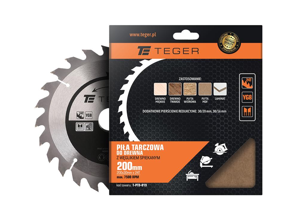 TEGER 200x30 24T carbide saw blade ATB - for wood, MDF and wood-based materials