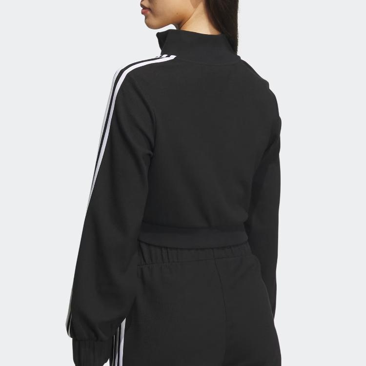 Adidas Originals Trefoil Stripe Zip-Up Stand Collar Short Jacket Women Jacket Black IP3004
