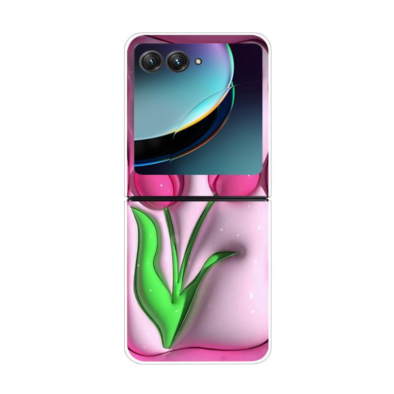 Чехол для Motorola Razr 40 Ultra Прозрачный Жесткий Складной Роскошный Узор для Motorola Moto Razr 40 Ultra Прозрачная Крышка Razr40 Ultra