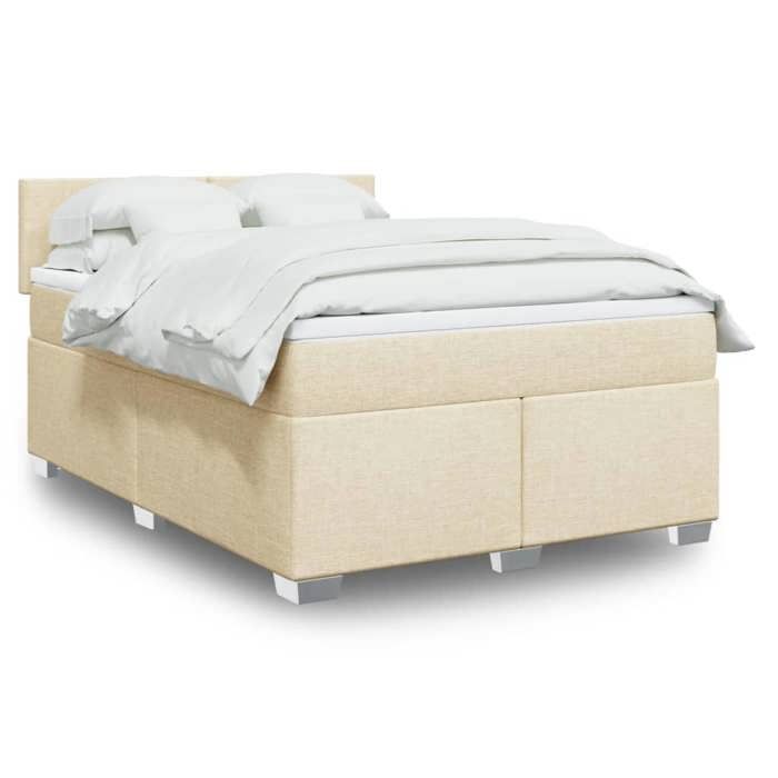Maison Exclusive - Sommier à lattes de lit avec matelas Crème 140x200 cm Tissu