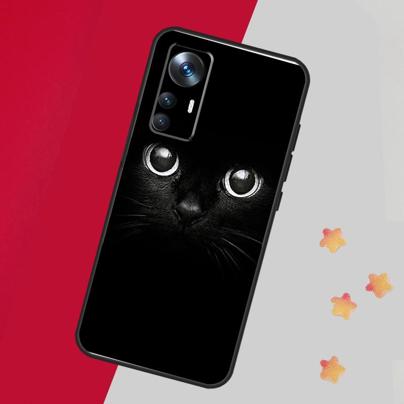 Black Cat Face Kitty Case For Xiaomi 14 13 11T 12T 13T Pro 12 Lite 12X POCO X3 X5 Pro X4 F4 M5 M5s F3 F5 Cover