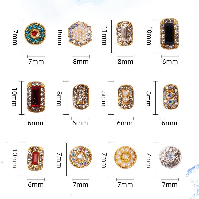 12 шт./колесо, украшение для ногтей из сплава, жемчуг, стразы, кристаллы, украшения для ногтей, украшения для ногтей