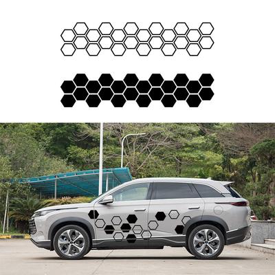 Для универсального автомобиля Автомобильные ПВХ наклейки с сотовой графикой Наклейка на кузов автомобиля Сделай сам виниловые Наклейки на боковую часть кузова автомобиля в виде шестиугольников