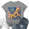 Women's Round Neck Casual Independence Day Printed Short Sleeve T-Shirt Top