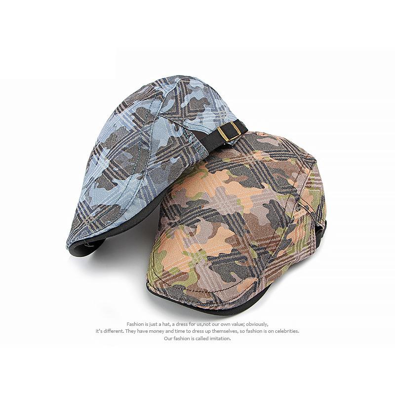 Women's Cap British Vintage Print Camouflage Beret Men