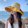 Новая шляпа женская двухцветная шляпа от солнца с большим бантом летняя защита от солнца панама с большими полями