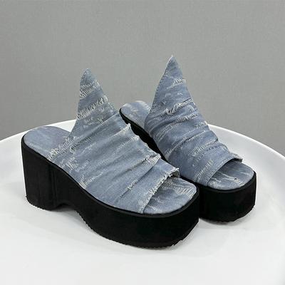 Модные женские туфли на высоком каблуке, шлепанцы на платформе, ковбойские туфли, повседневные, новые летние сандалии 2025, дизайнерская роскошная обувь для женщин