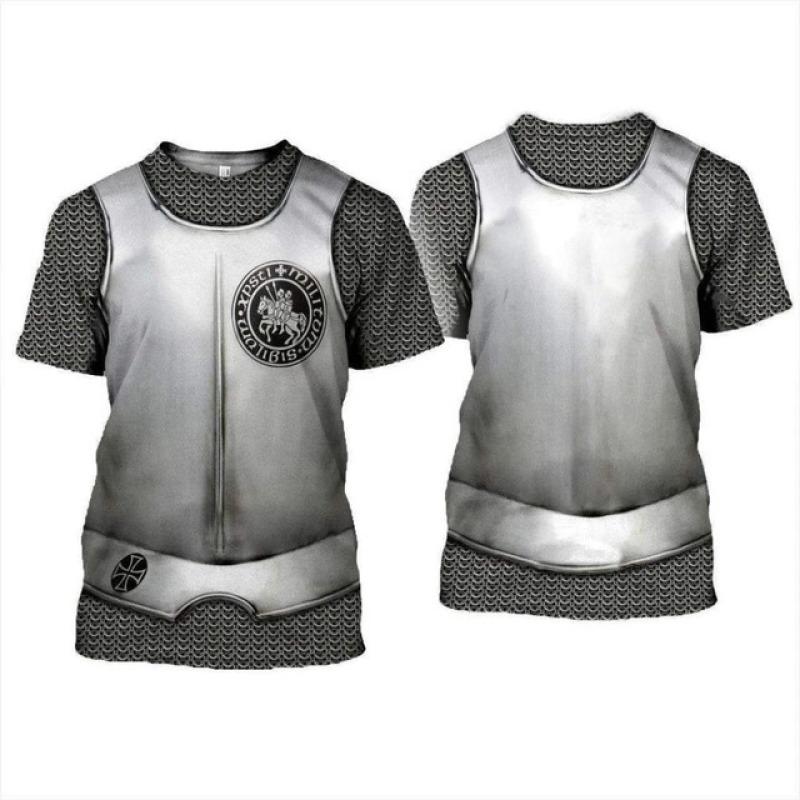 Medieval Armor 3D Printed Viking Cosplay Men's Summer Vintage Crewneck Short Sleeve Hip Hop Kids Street Funny Casual T-shirt Top
