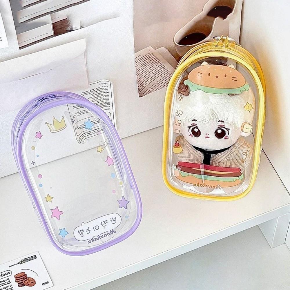 Cartoon Design Doll Storage Bag Clear Outdoor Doll Display Bag 10cm Transparent Doll Bag Outdoor