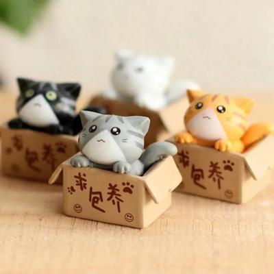 4 шт. Мини-кошка, украшение, садовая статуэтка котенка, подарок для детей, детская комната, милая игрушка Kawaii, миниатюрные фигурки, украшение для дома