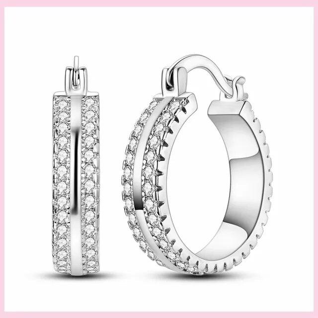 Сверкающие цирконовые серьги-кольца из серебра 925 пробы, круглые серьги в форме сердца для женщин, свадебные украшения для помолвки