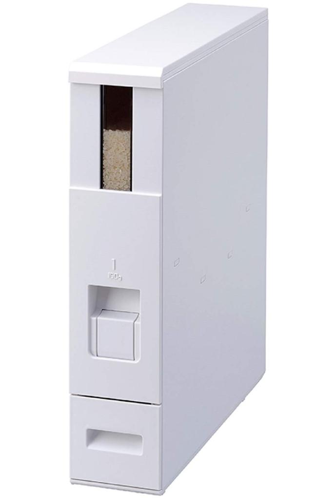 MK Seiko Бутыль для риса 6 кг Узкая ширина 10 см Из стального листа Хранилище для риса Рычажный метод Rice Ace Белый с колесиками (Прочный/Устойчивый к ржавчине) RCB-06SW