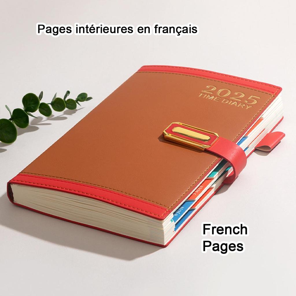 Кожаная книга учета рабочего расписания на 2025 год формата А5, страницы на английском/испанском/французском языках, ежедневник для студентов, блокнот, памятка