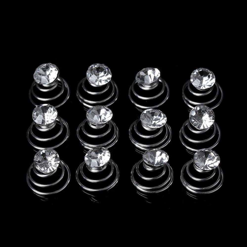 12 шт. модные свадебные хрустальные стразы спиральные заколки-зажимы для волос головной убор невесты шпильки для волос