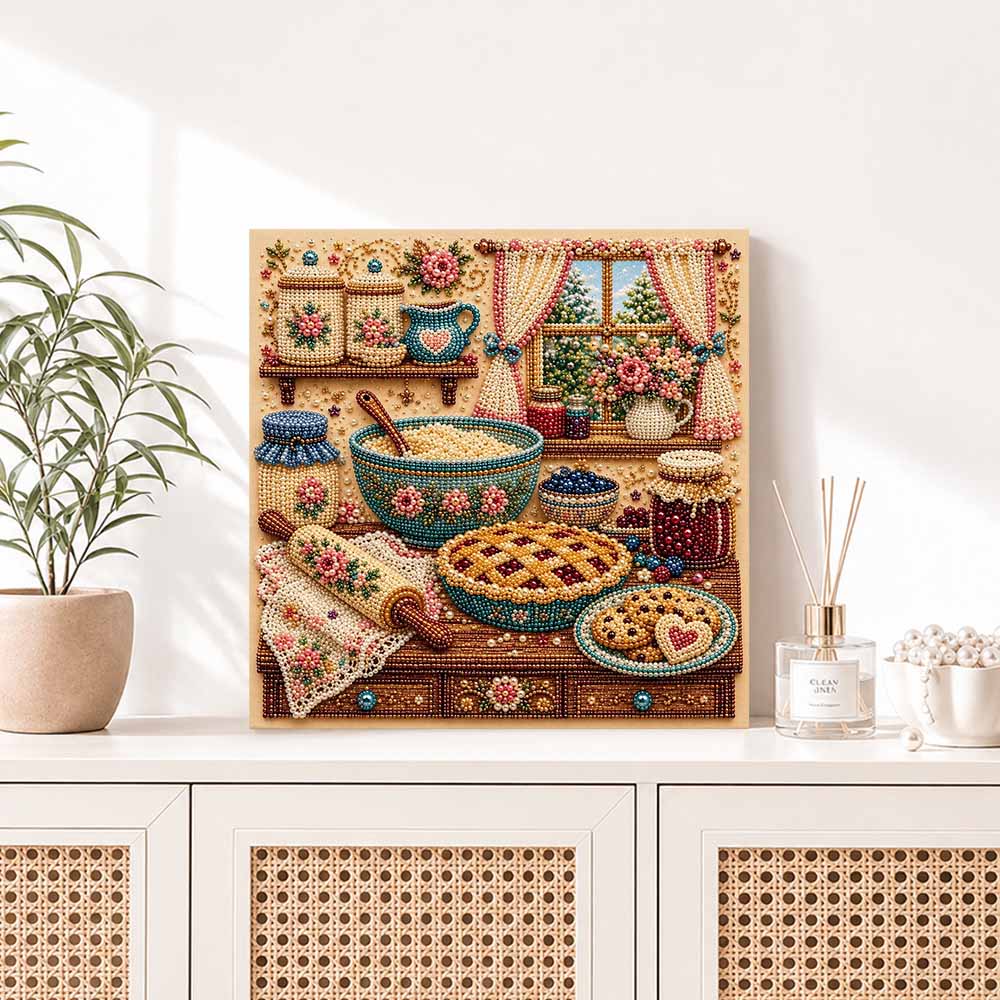 5D DIY Pearl Painting Set Pearl Art Embroidery Kitchen Baking Pie Home Decoration Gift