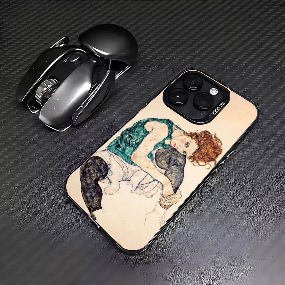 E-Egon S-Schiele Phone Case For iPhone 17, 16,15,14,13,12,11 Plus,Pro Max, Colorful Silver Funda Cover