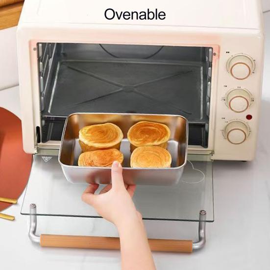 Stainless Steel Lunch Box with Transparent Lid Leakproof Food Container for Cheese Deli Meat Fruits Oven Baking