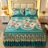 Modern Luxury Sheets Bed Lace Royal Blue Bedspread On The Bed Machine Washable with Elastic Band Bed Sheets for Queen King Size