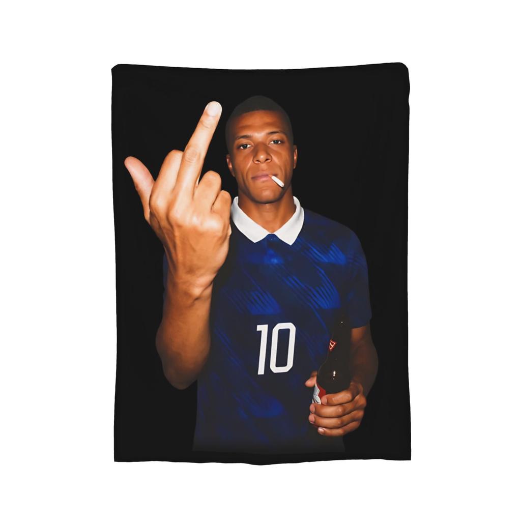Pipini M-Mbappes Novelty Football Fleece Throw Blankets Funny Blankets for Sofa Bedroom Warm Bedroom Quilt,