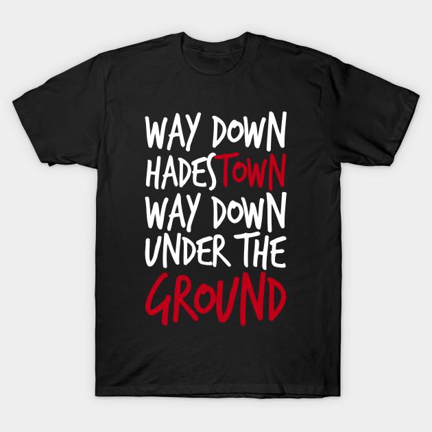 Men Black Print T-shirt Way Down Hadestown No-Cut Heat Transfer Print Cotton Tshirt