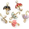 30pcs 3D Umbrella Vintage Bumbershoot Hanging Charms 6 Colors Enamel Charms  DIY Jewelry Making