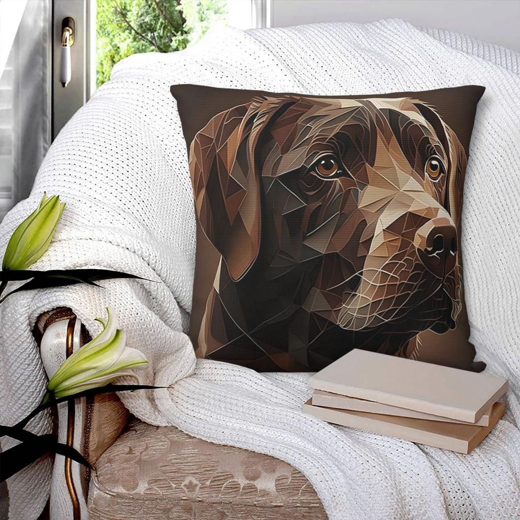 Geometric Choco A Chocolate Labrador Artwork Square Pillowcase Pillow Cover Cushion Comfort Throw Pillow for Home Bedroom