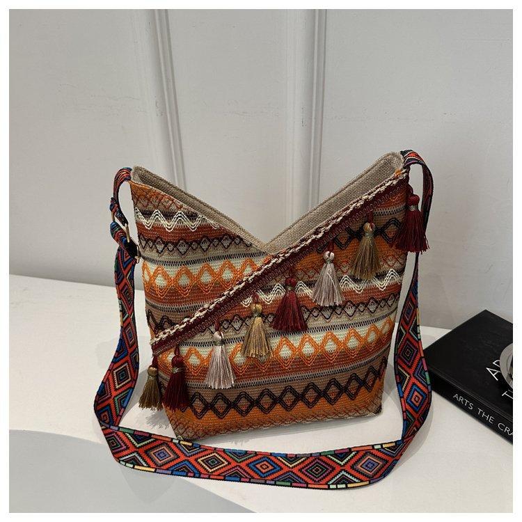 Модная и простая сумка на одно плечо в стиле ретро, вместительная сумка через плечо в этническом стиле