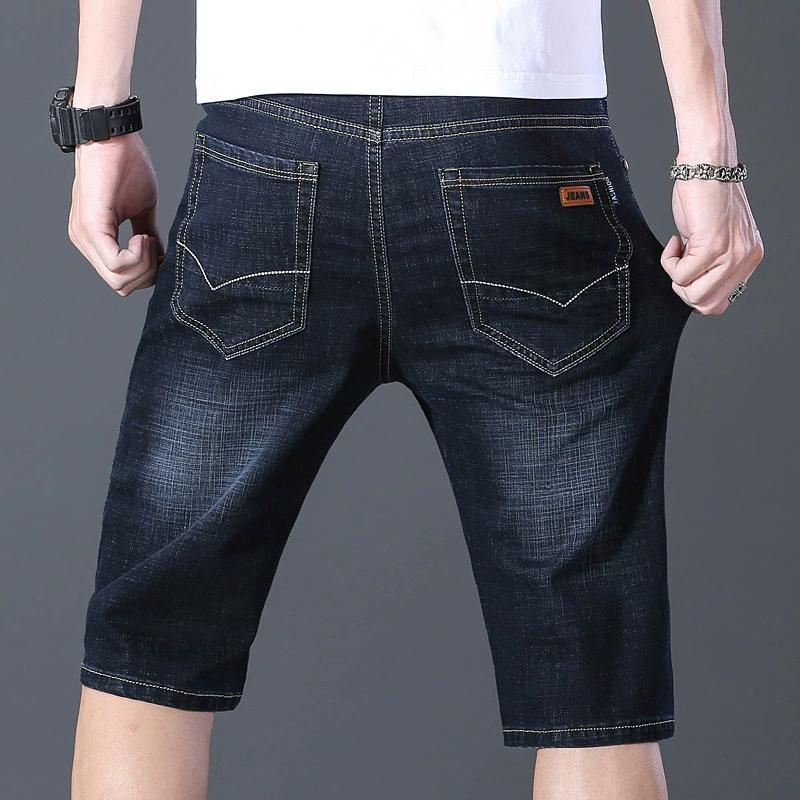 Summer Men Fashion Denim Shorts Men's Slim 5 Points Pants Casual Five Sports Shorts Loose Straight Skinny Trousers Plus Size