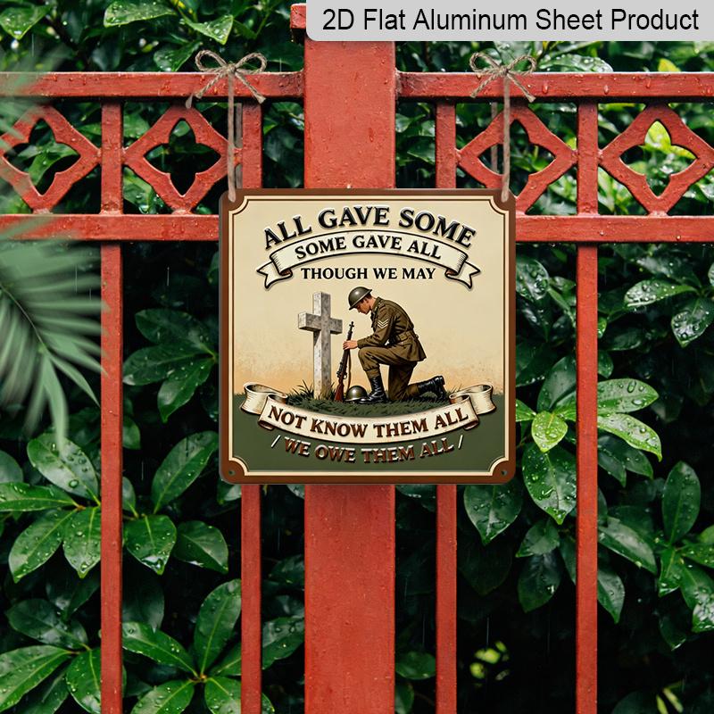 2D Flat - 1pc, Vintage Metal Aluminum Decorative Sign, Tribute To Veterans Memorial Theme, Retro Wall Decor, Home Decoration Suitable for Living