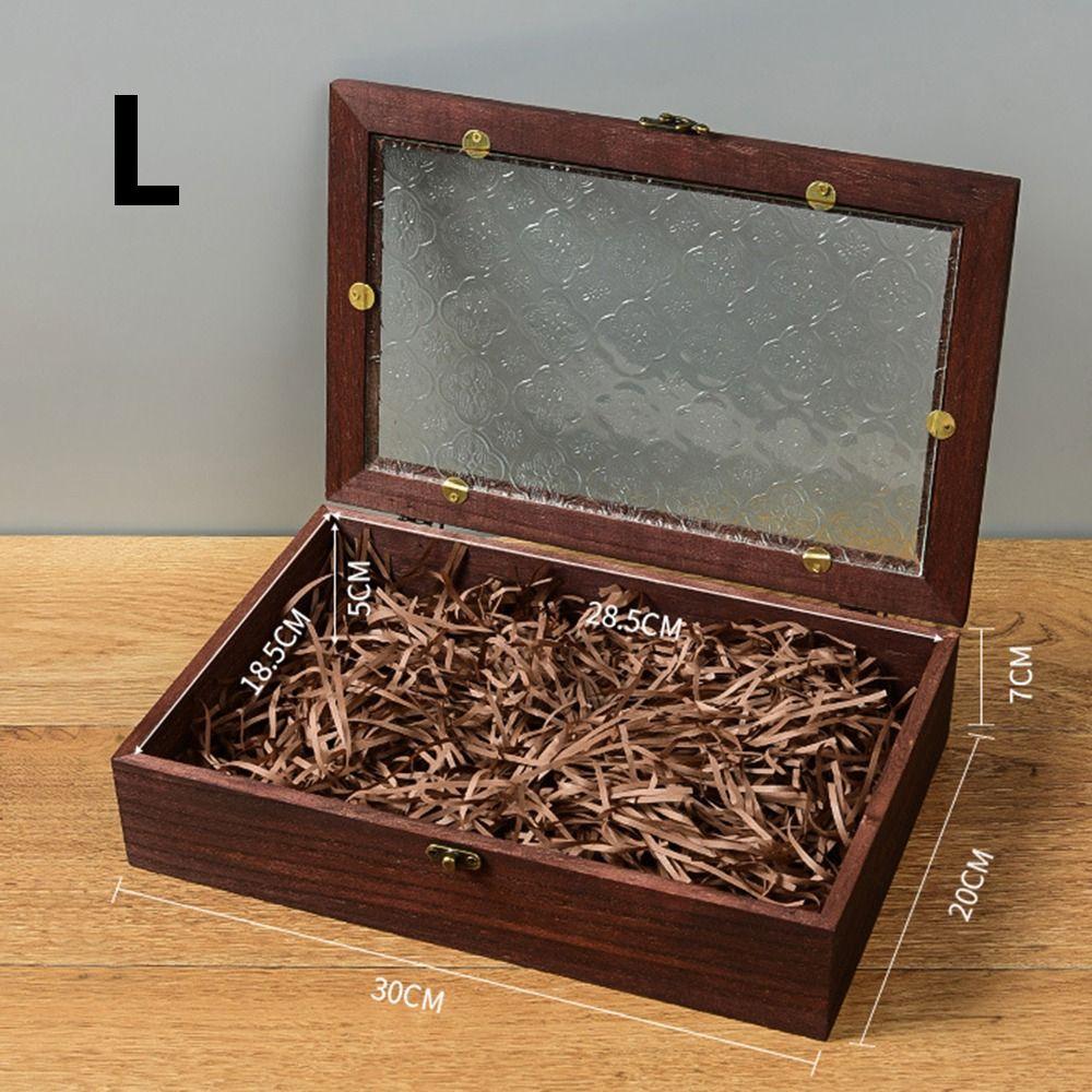 Crabapple Flower Solid Wood  Storage Cabinet Vintage Photo Storage Box  Table Organizer